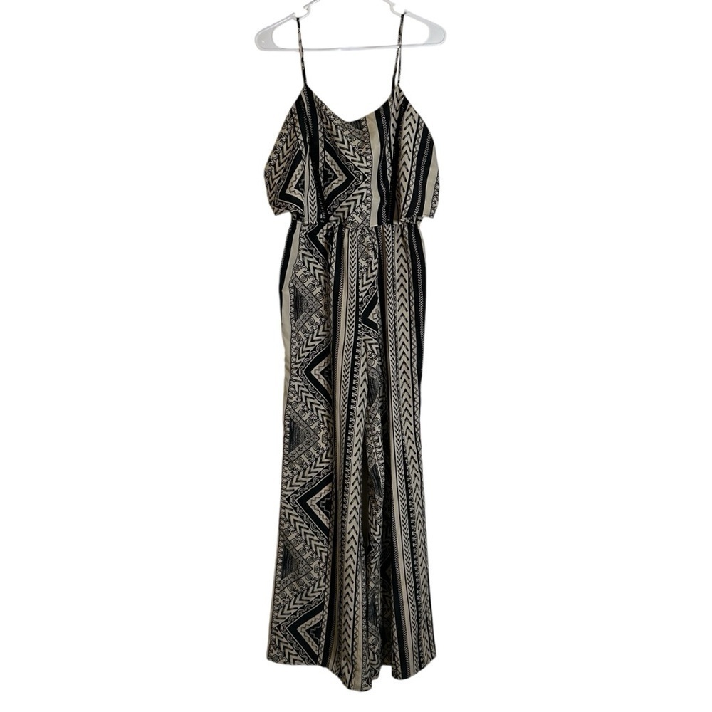 Flying Tomato Black Tan Geometric Romper One-Piece Jumpsuit Size S